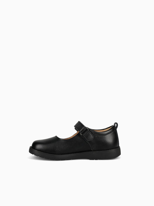 Leily Fb003 1 Strap Plain Black Lea