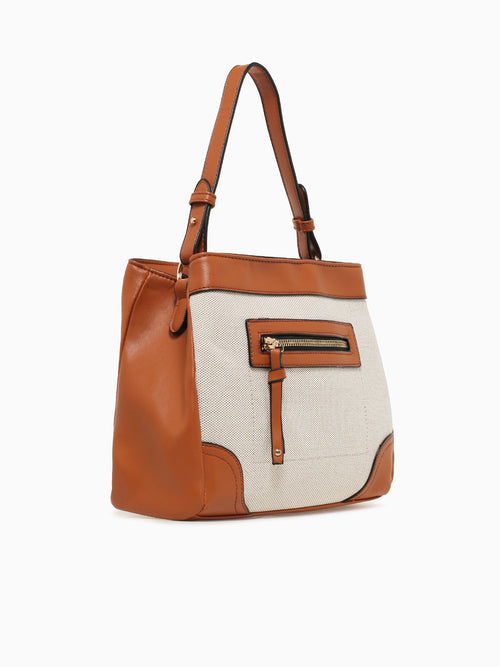 Miranda Top Handle Tan Canvas Tan