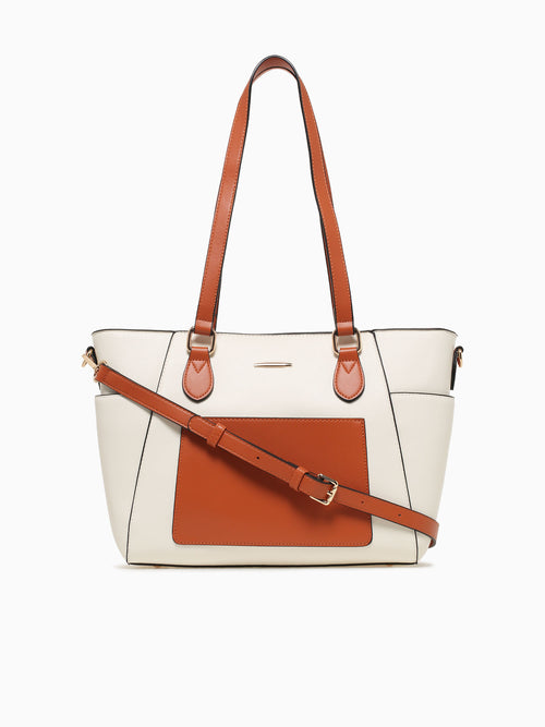 Farah Tote Tan Off white Tan