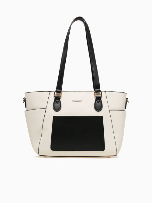 Farah Tote Off White Black Off White