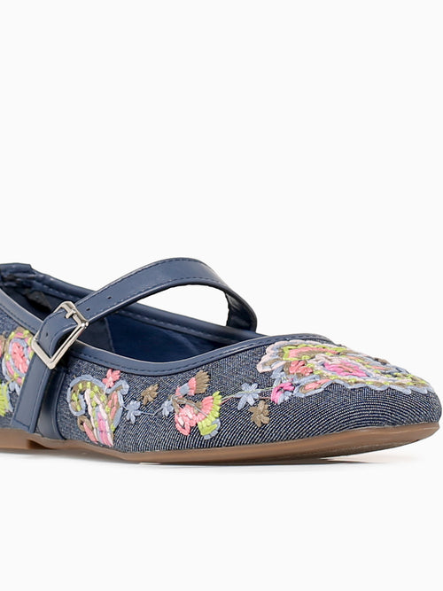 Vanessa Denim Floral Blue / 5 / M