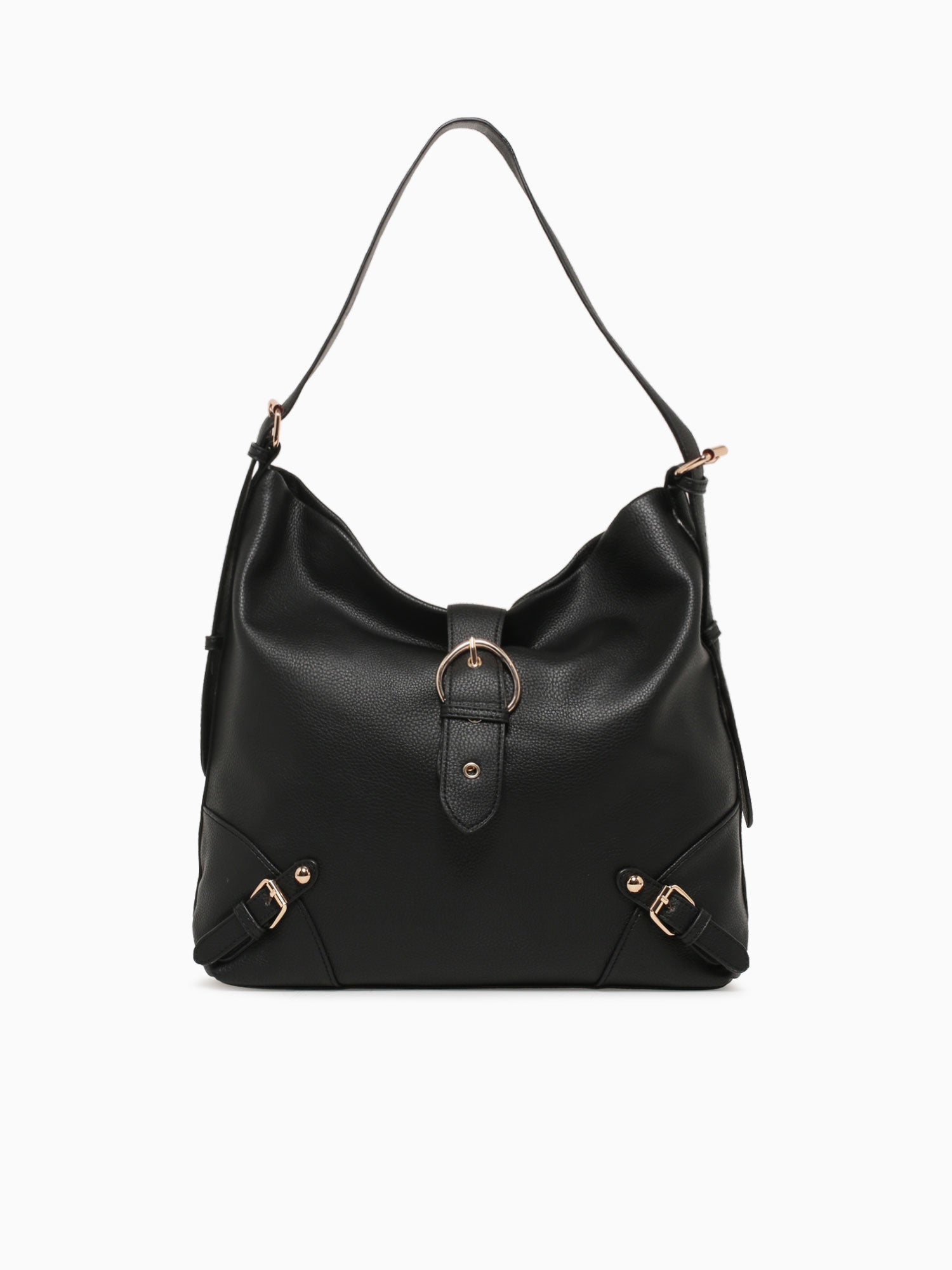 Buckle Shoulder Bag Black Black