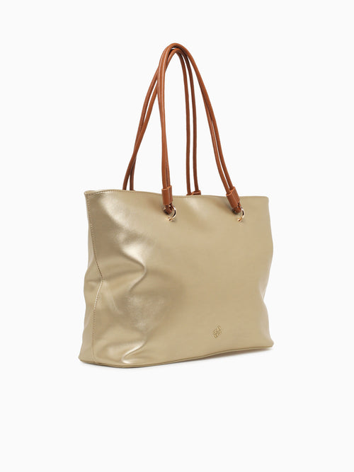 Natalie Tote Gold Tan Gold