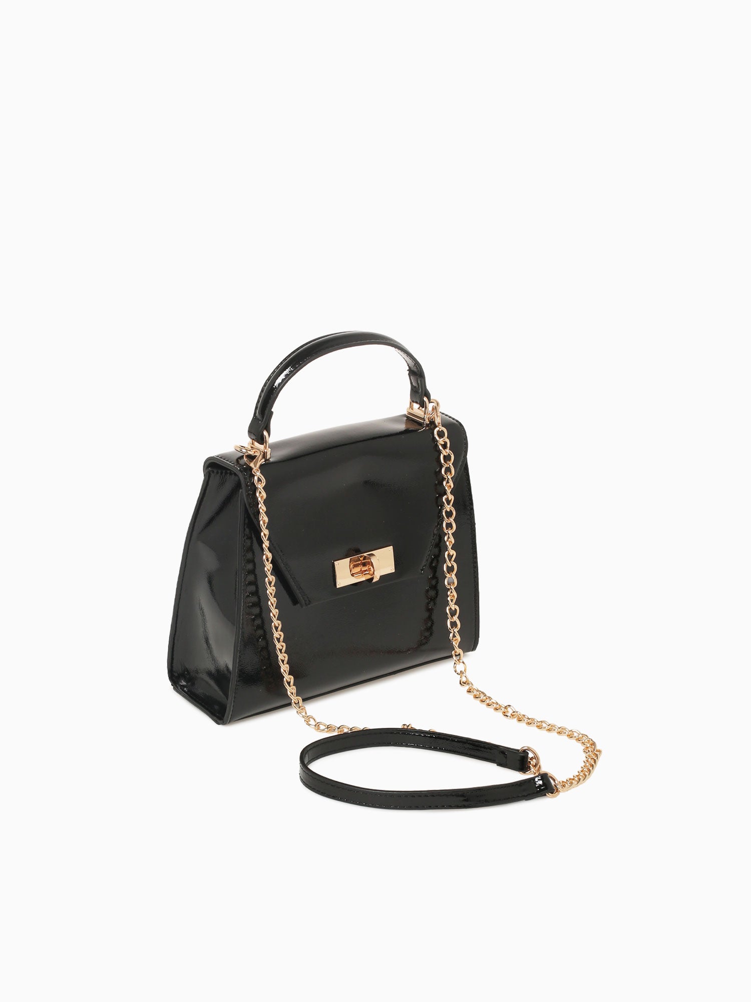 Alexia Top Handle Black Pat Black