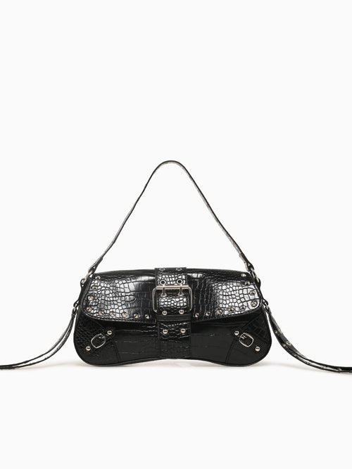 Meli Shoulder Bag Black Croco Black