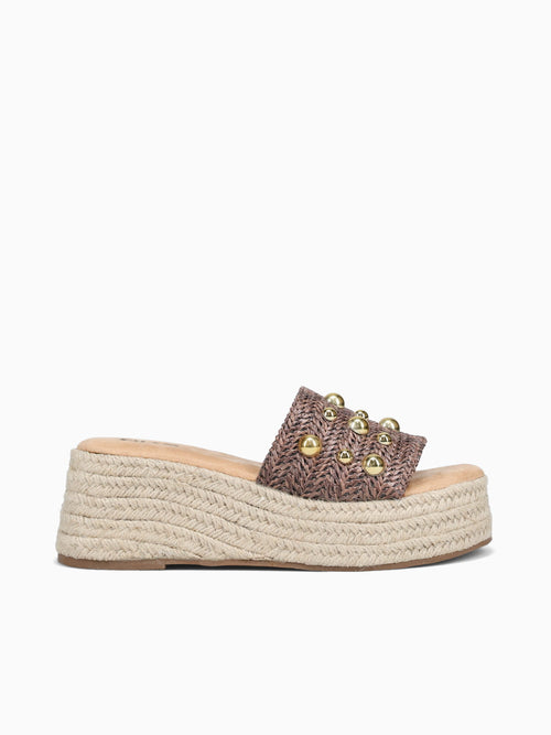 Beatrice Brown Raffia Gold / 5 / M