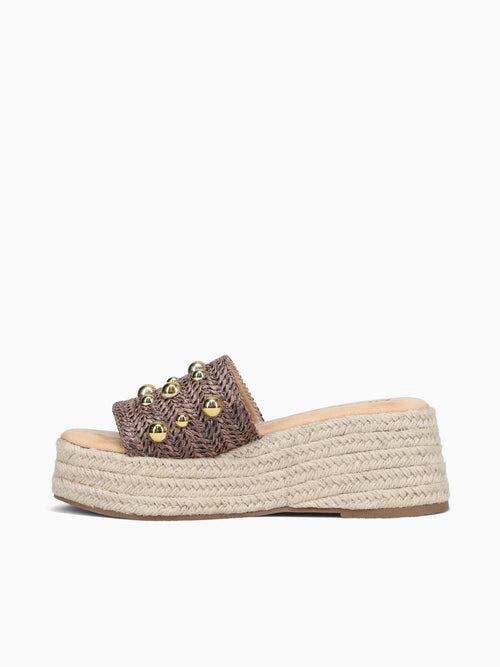 Beatrice Brown Raffia Gold / 5 / M