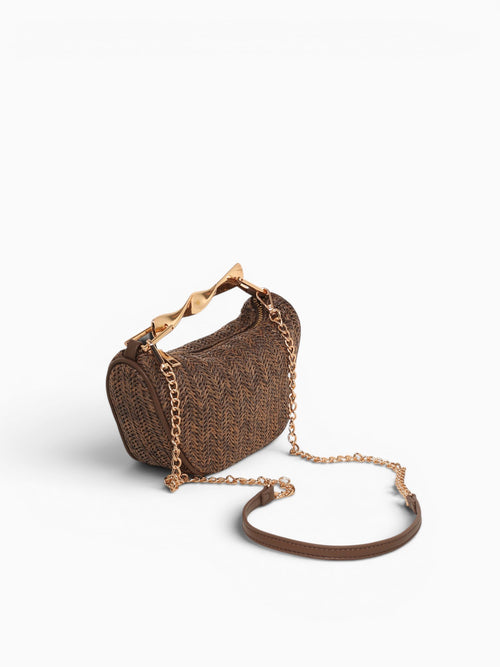 Lia Top Handle Brown Raffia Brown