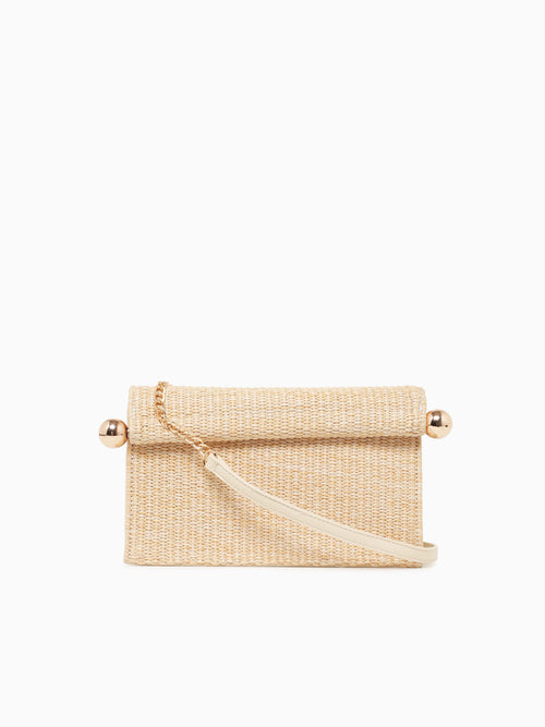 Staci Clutch Beige Raffia Beige