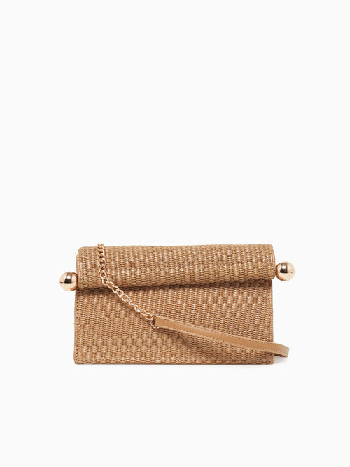 Staci Clutch Brown Raffia Brown