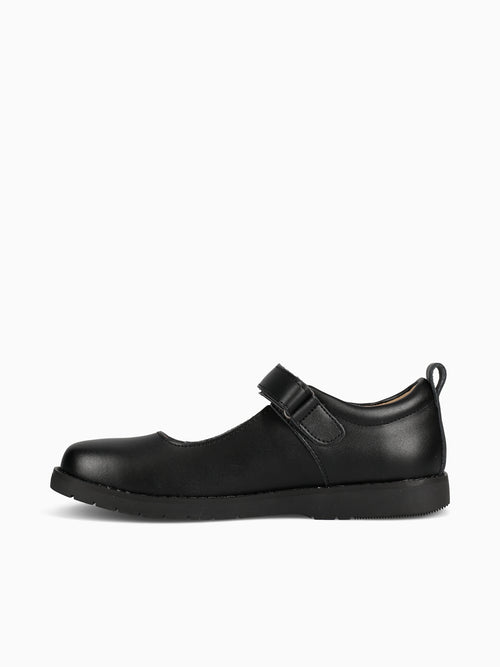 LEILA FB003 1 STRAP PLAIN BLACK LEA Black / 5 / M