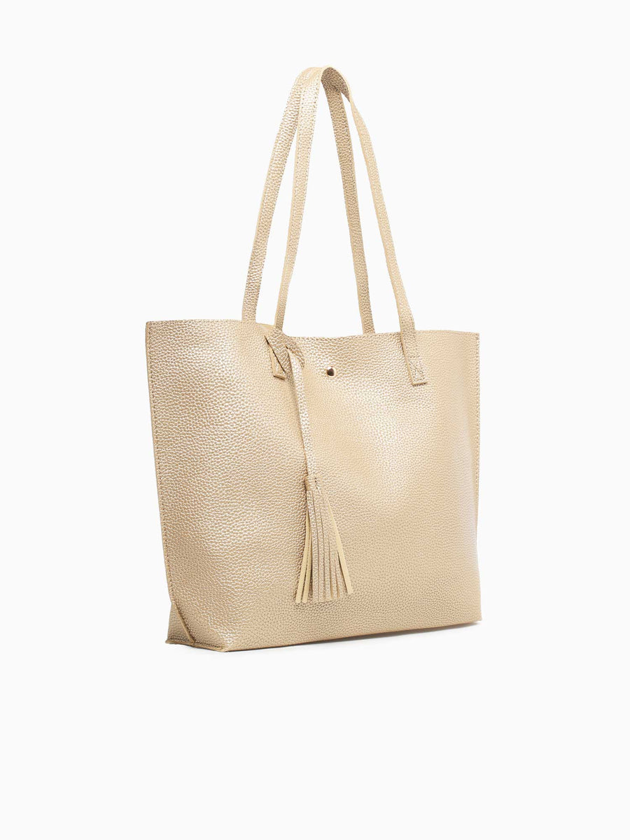 Simple Tassel Tote Gold Gold