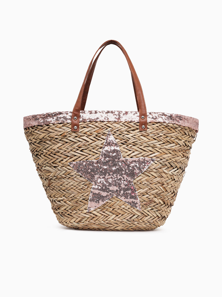 Star Straw Tote Gold Gold