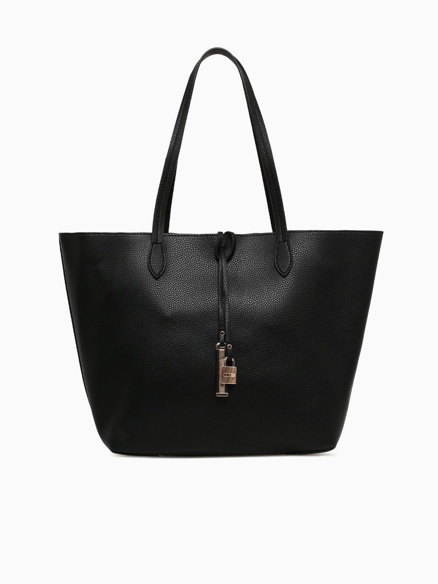 Rev Tote Metallic Black Taupe Black