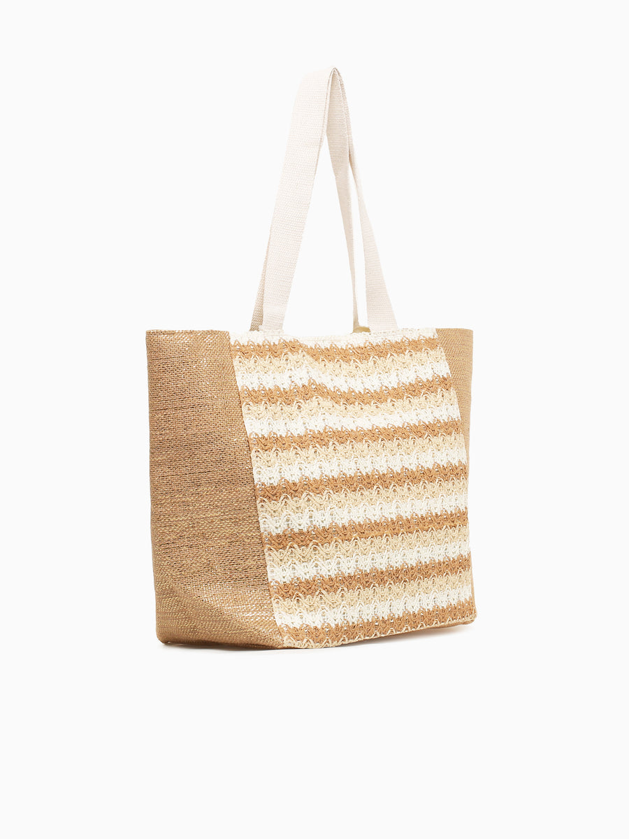 Malibu Beach Tote Beige Multi