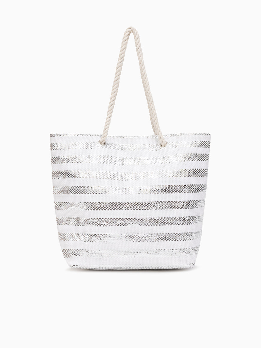 Venus Beach Tote Silver White Silver