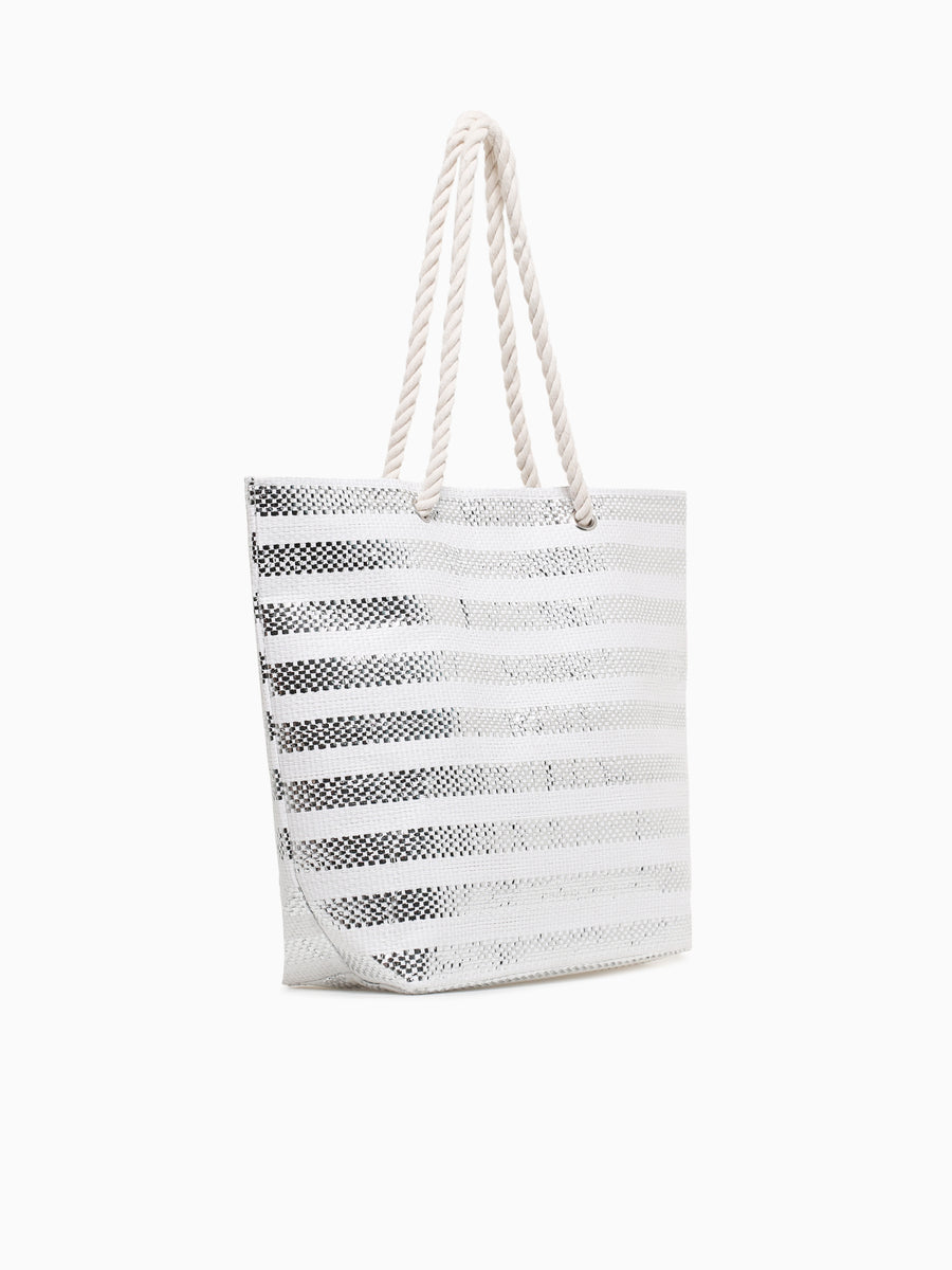 Venus Beach Tote Silver White