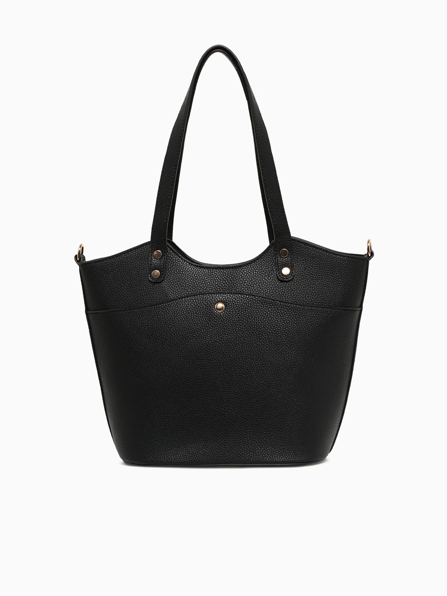 Button Tote Black Black