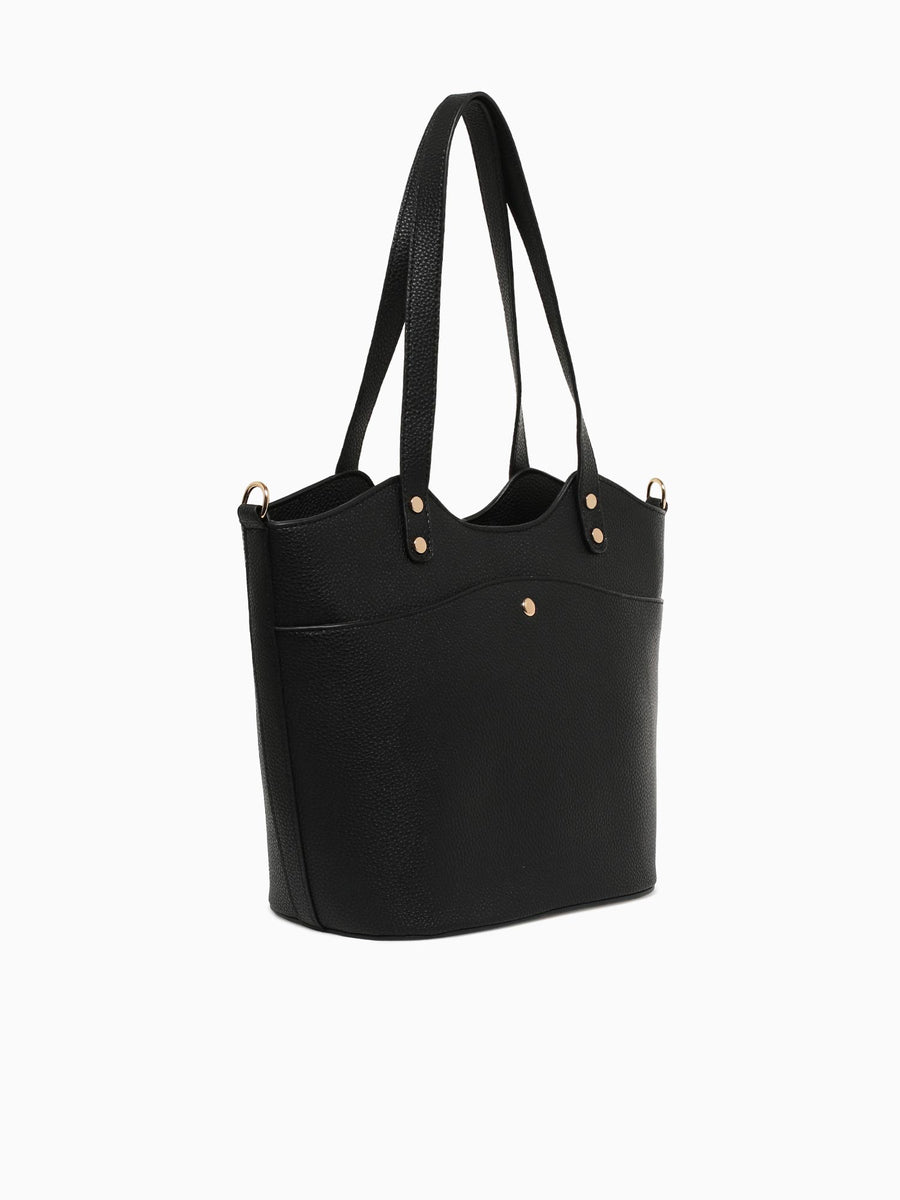 Button Tote Black Black