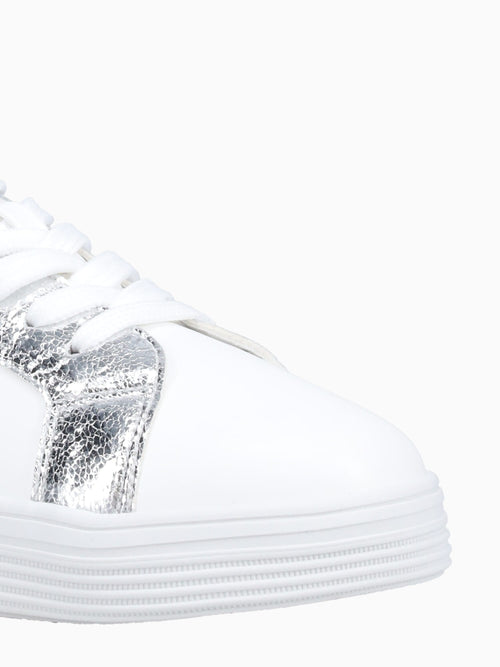 Estela White Silver Smooth Metallic White / 5 / M