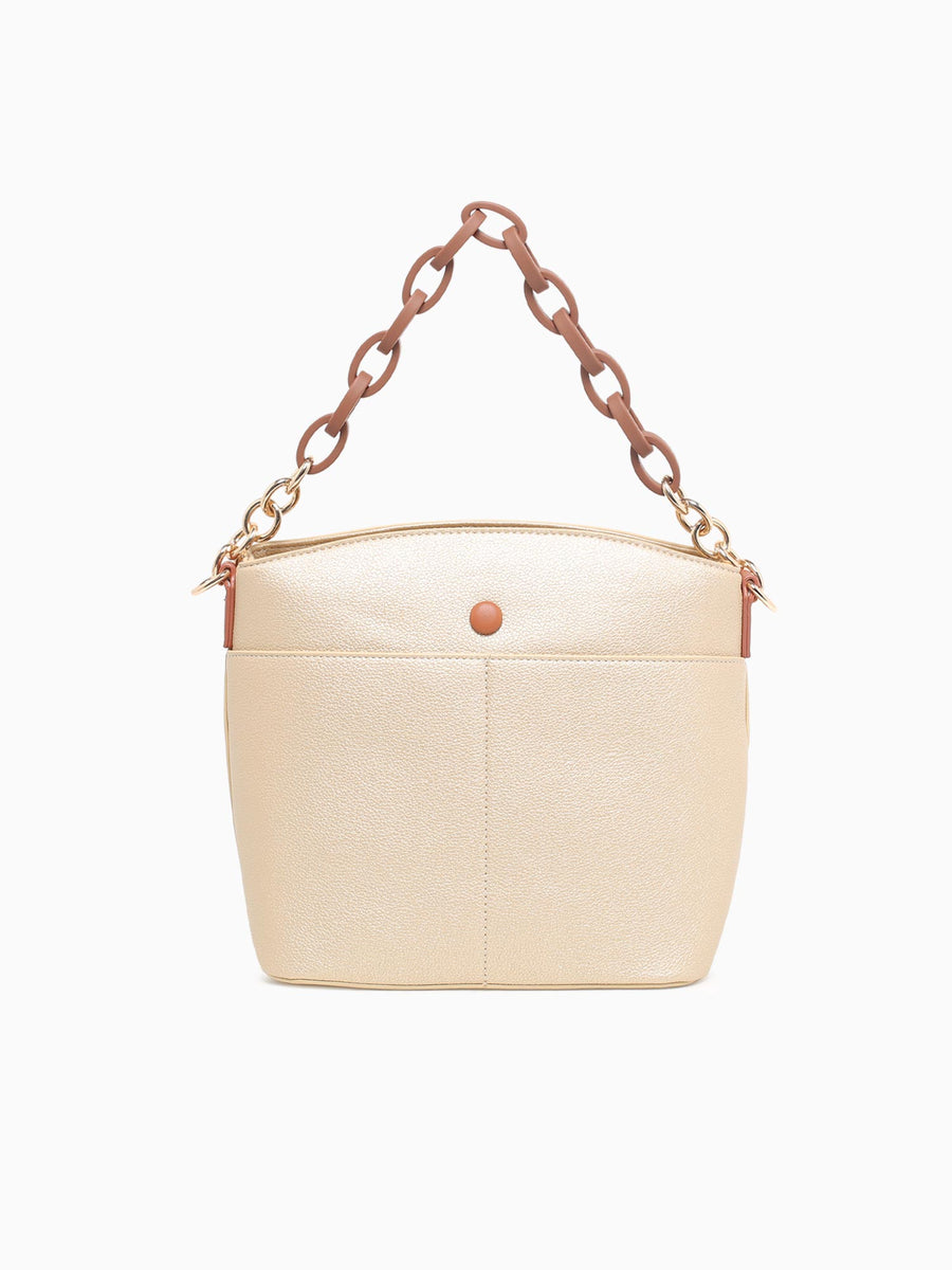 Chained Shoulder Bag Gold Tan Gold