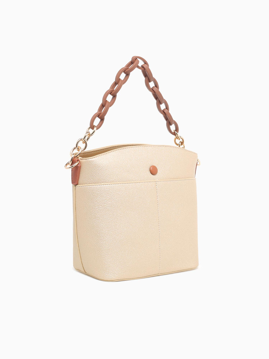 Chained Shoulder Bag Gold Tan Gold