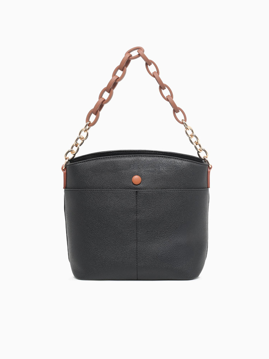 Chained Shoulder Bag Black Tan Black