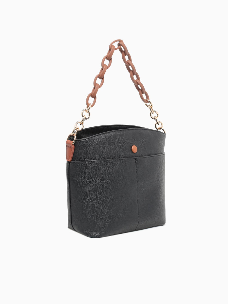 Chained Shoulder Bag Black Tan Black