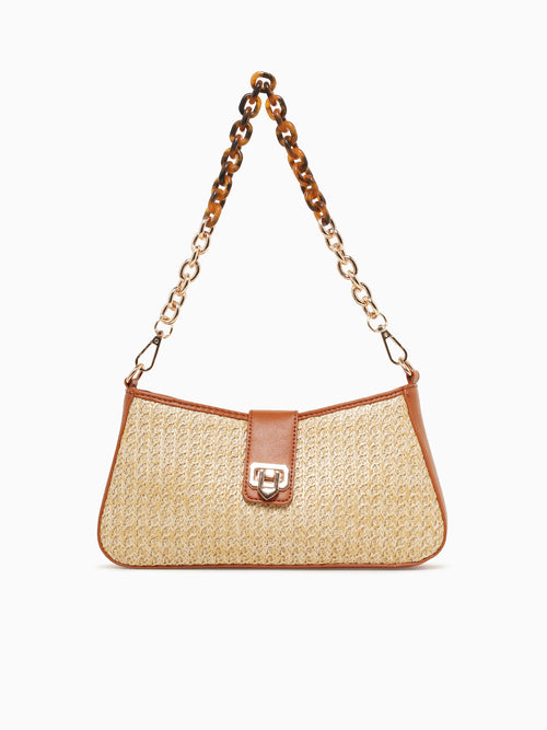 Melody Shoulder Bag Tan Raffia Tan