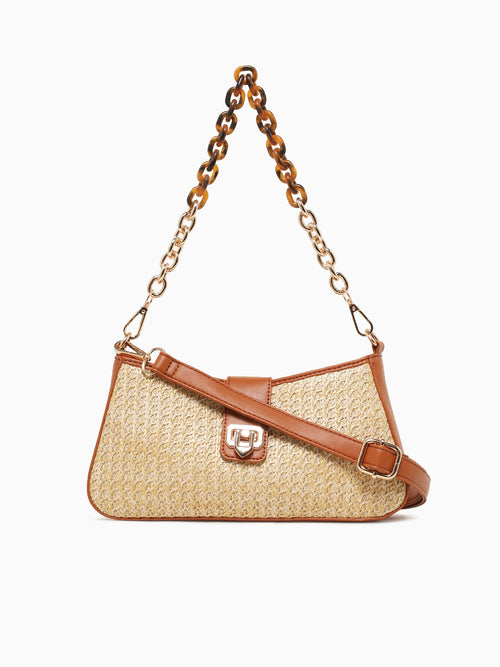 Melody Shoulder Bag Tan Raffia Tan