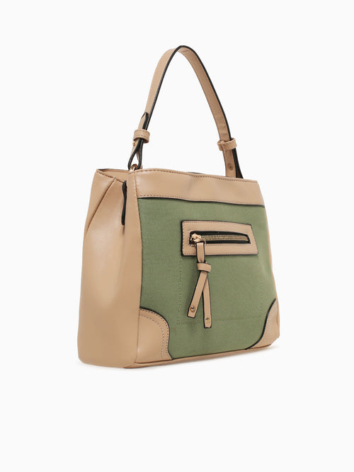 Miranda Top Handle Beige Olive canvas Beige