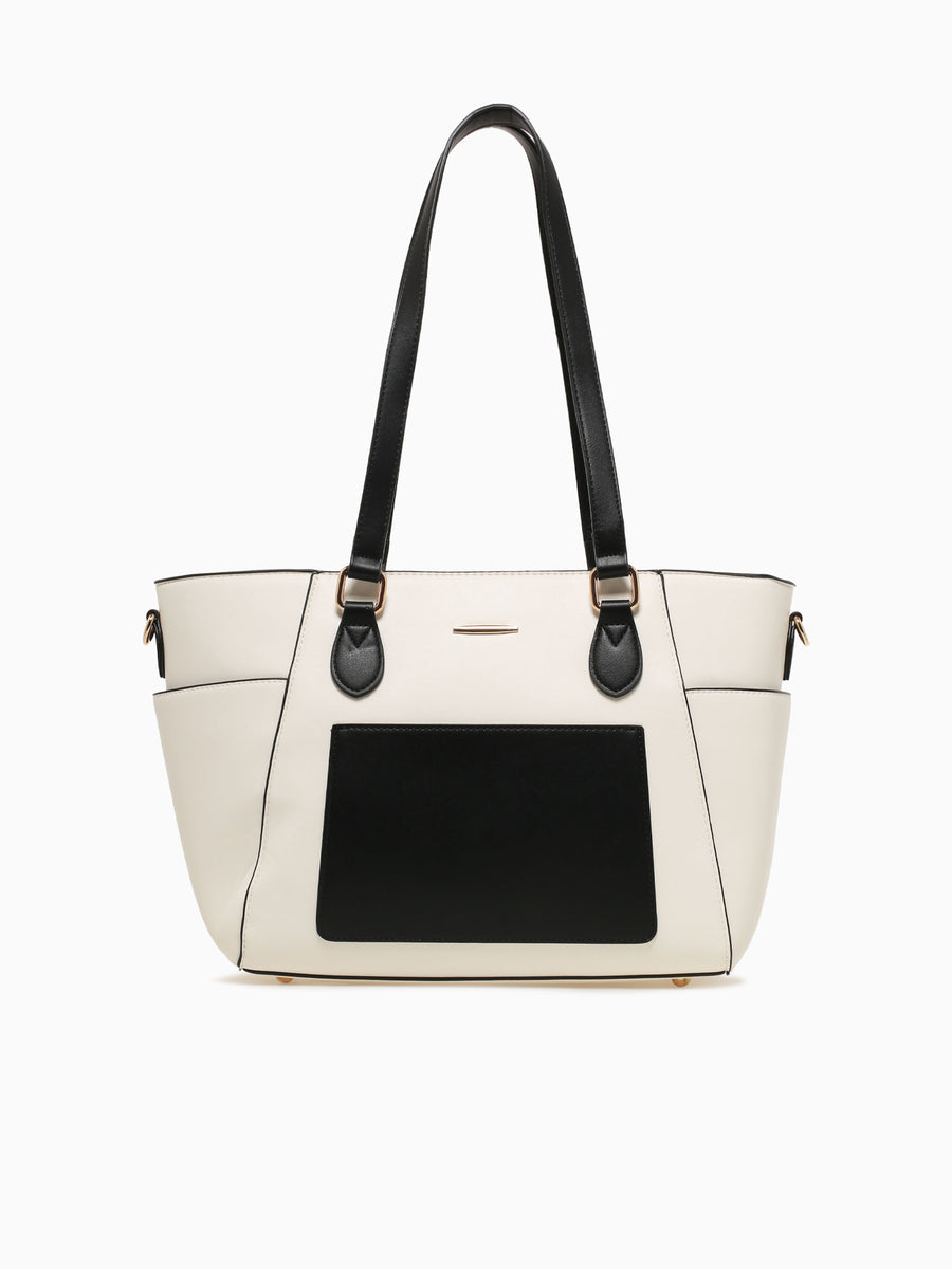 Farah Tote Off White Black Off White
