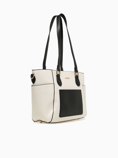 Farah Tote Off White Black Off White