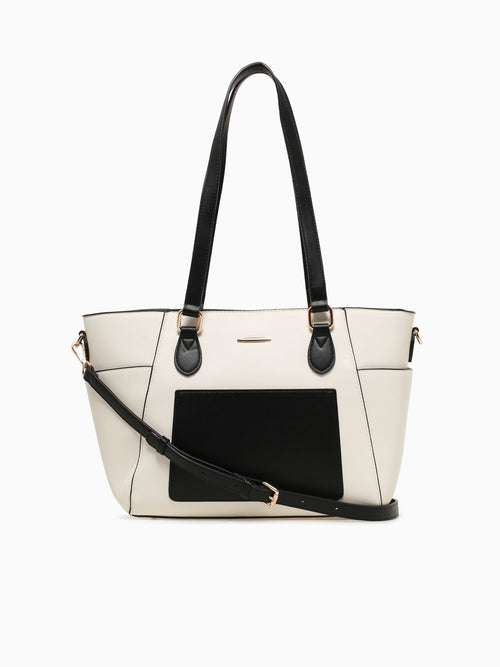 Farah Tote Off White Black Off White