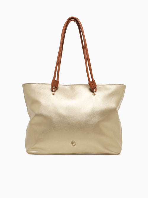 Natalie Tote Gold Tan Gold