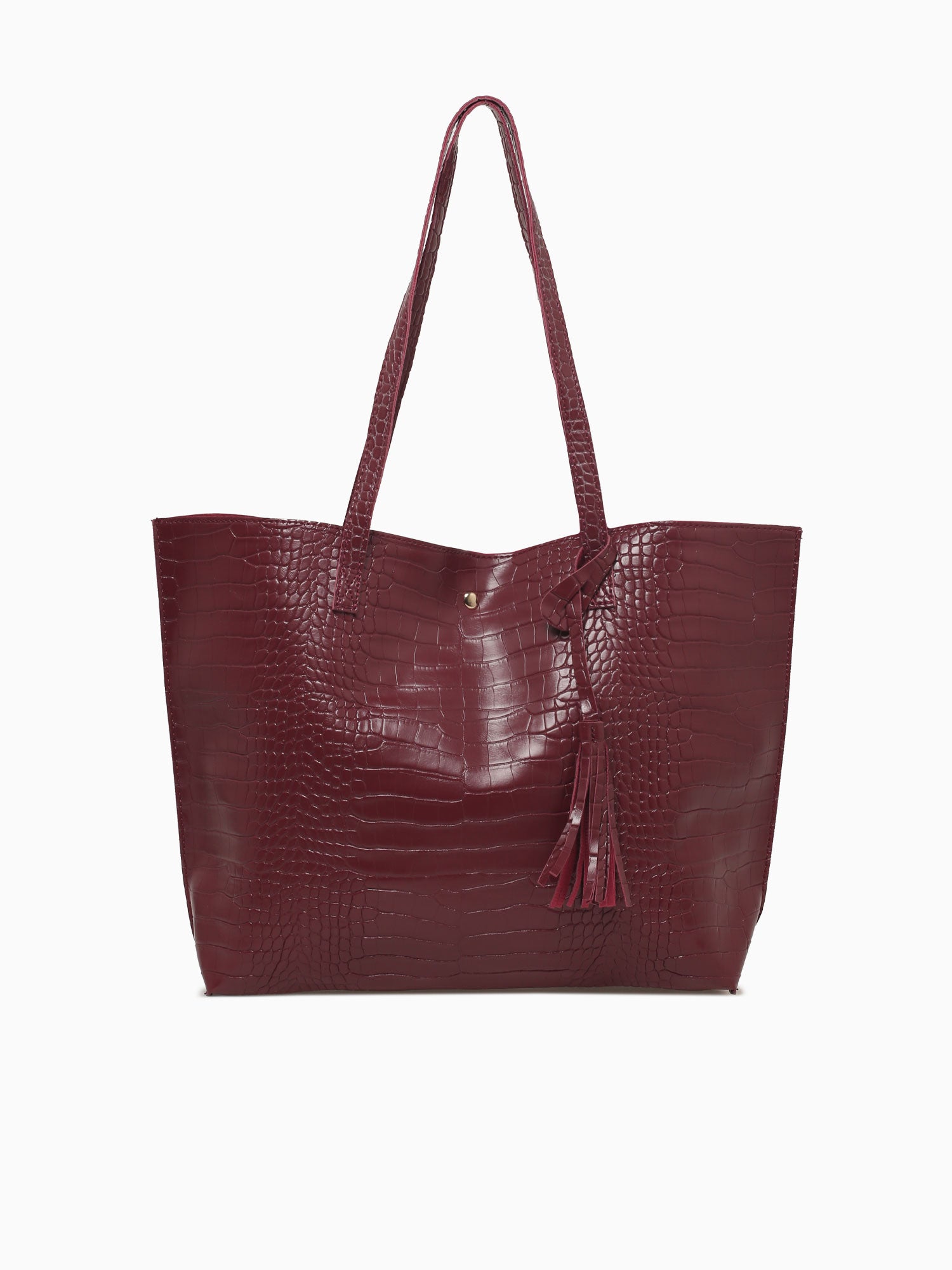 Simple Tassel Tote Wine Croco Wine