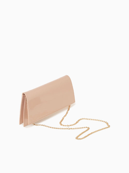 Lia Clutch Nude Patent Beige