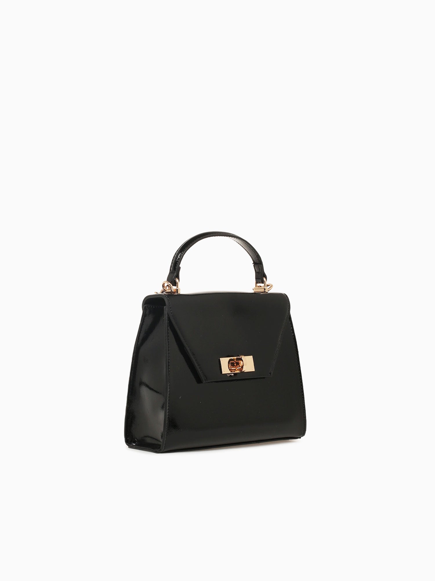 Alexia Top Handle Black Pat Black