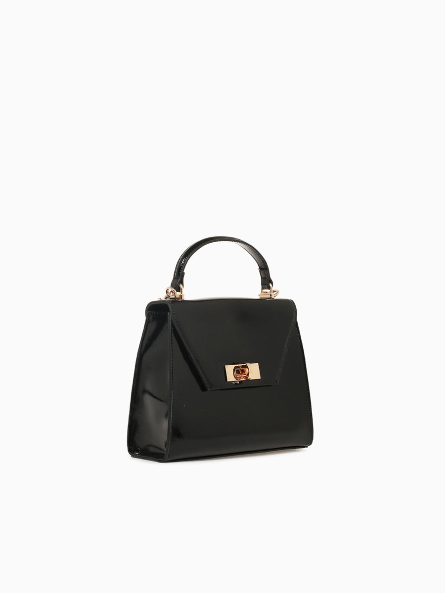 Alexia Top Handle Black Pat Black