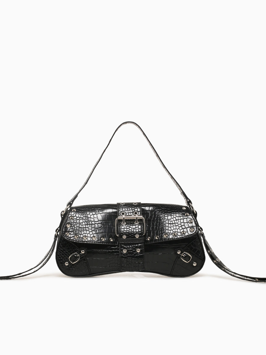 Meli Shoulder Bag Black Croco Black
