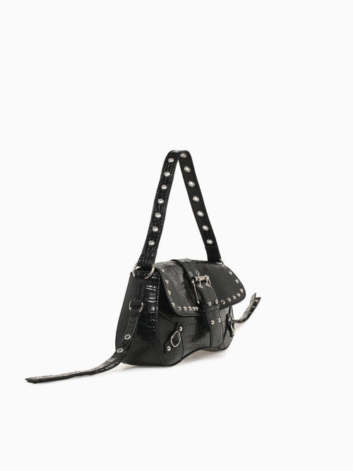 Meli Shoulder Bag Black Croco Black