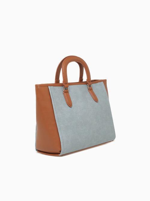 Tania Top Handle Denim Tan Blue