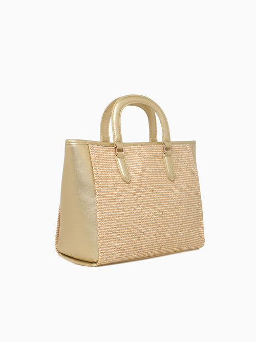 Tania Top Handle Gold Straw Gold