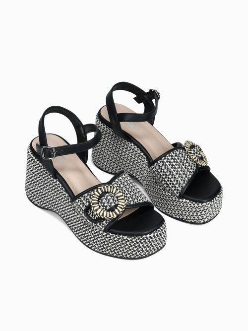 Sandy Black Raffia Black / 5 / M