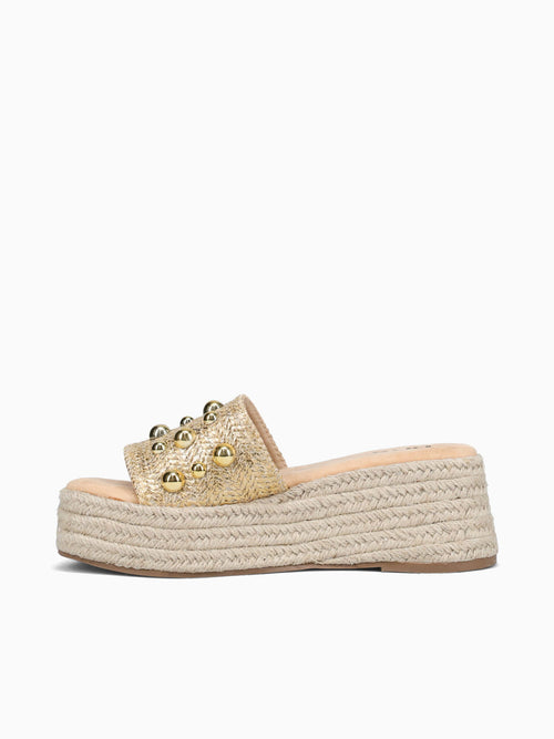 Beatrice Gold Raffia Gold / 5 / M