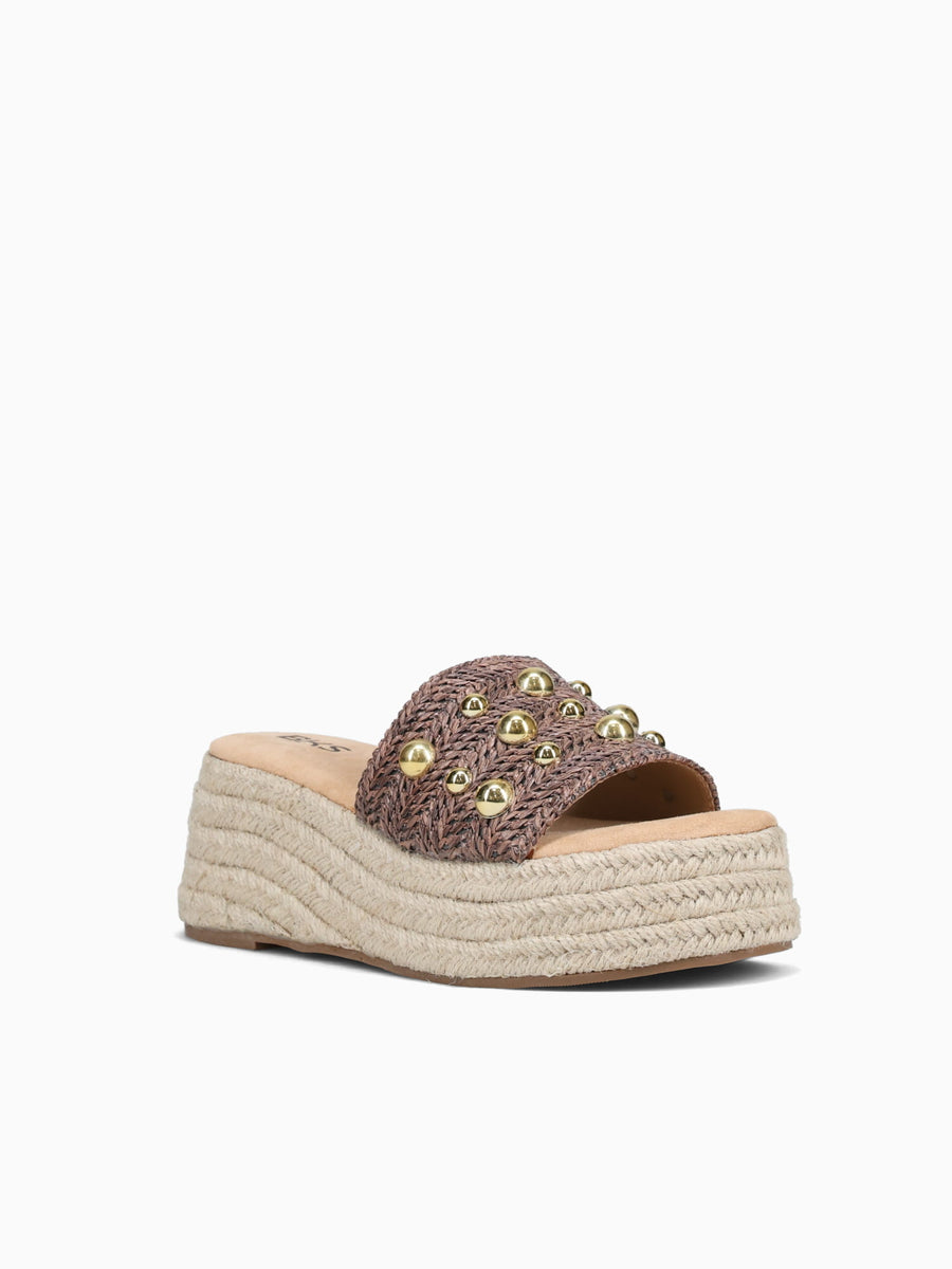Beatrice Brown Raffia Gold / 5 / M