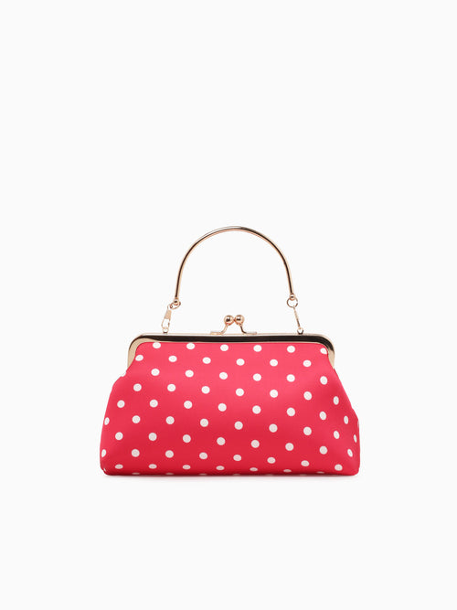 Polka Dot Kisslock Top Handle Red Red
