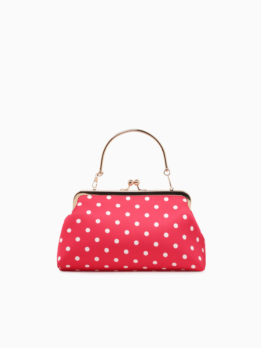 Polka Dot Kisslock Top Handle Red Red