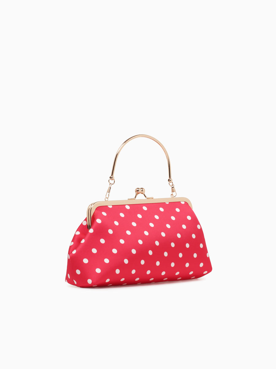 Polka Dot Kisslock Top Handle Red Red