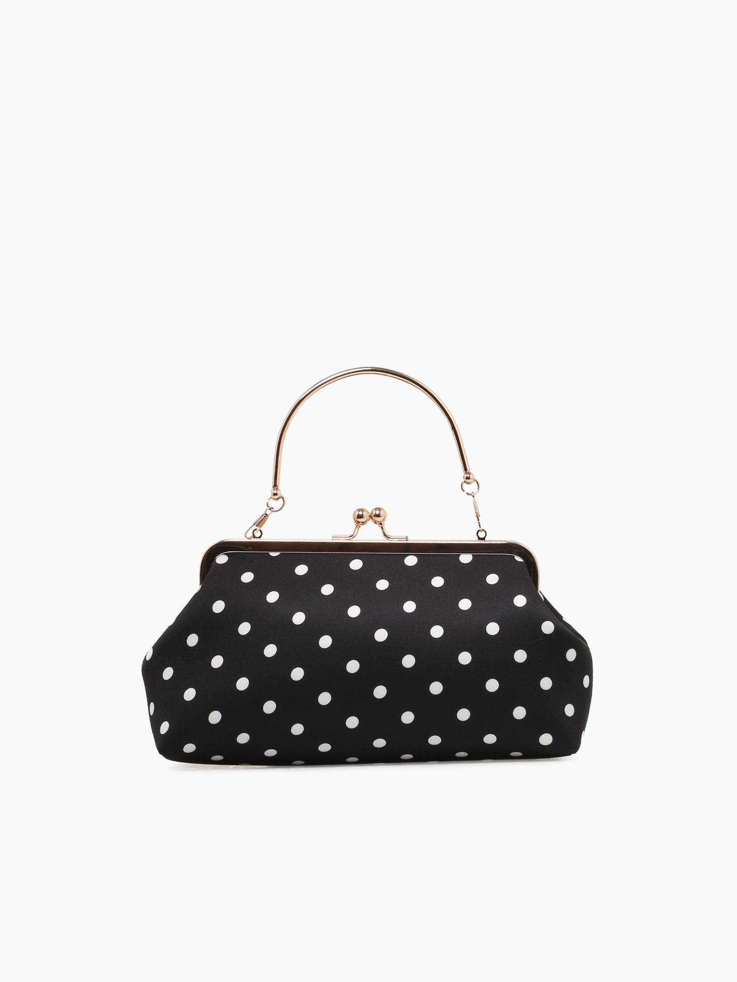 Polka Dot Kisslock Top Handle Black Black